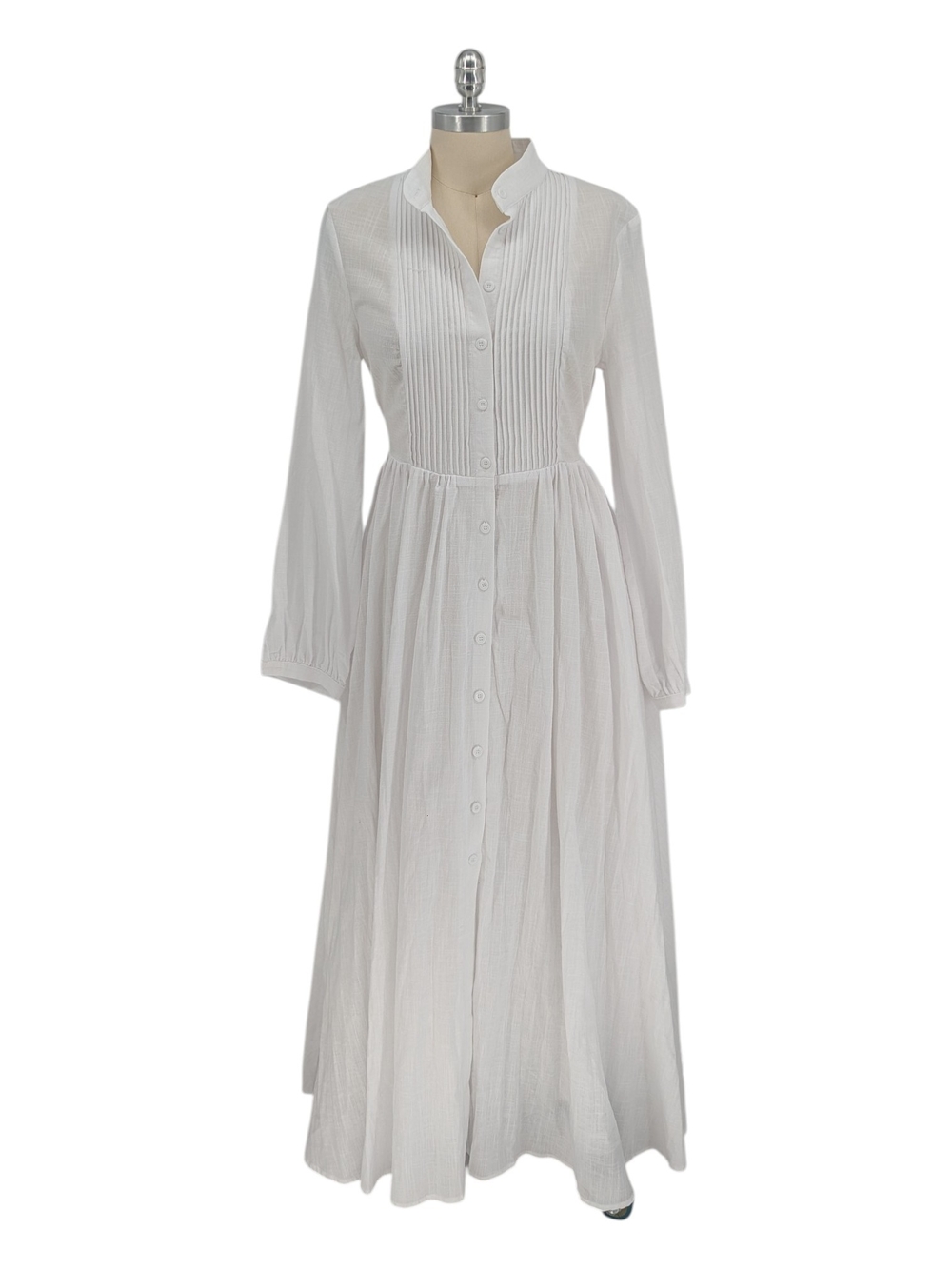 30365 NEW Stylewe Pintuck Maxi Shirtdress White size Small preppy cottagecore